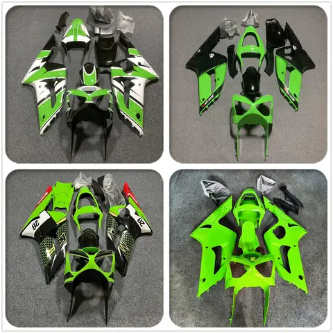 The motorcycle fairing kit is applicable to the ZX-6R 03 04 -6R 636 2003 2004 The body fairing is green white black