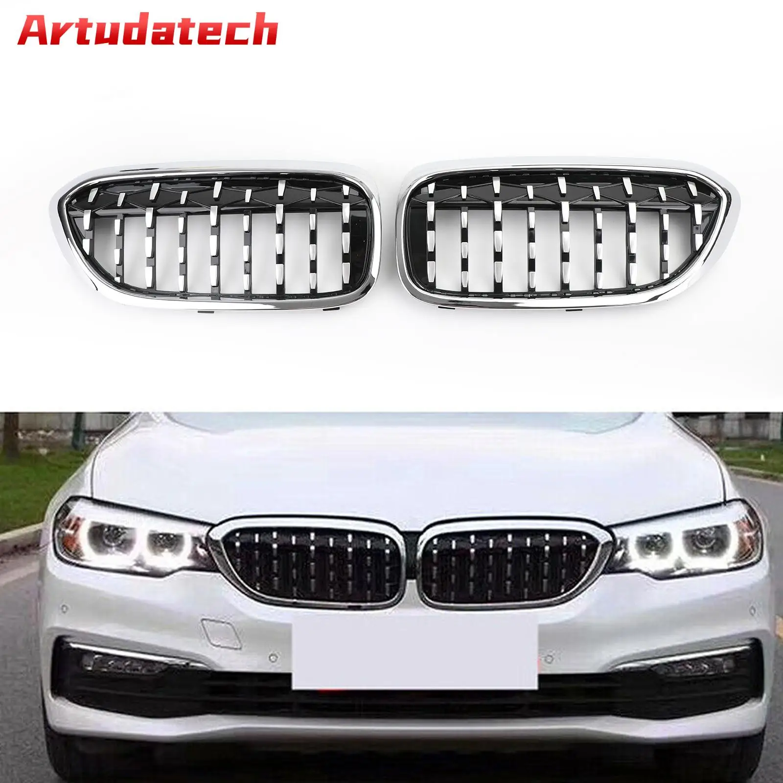 Artudatech Pair Chrome Diamond Style Front Grill Fit for For BMW 5 Series G30 G38 2017-2019
Artudatech Pair Chrome Diamond Style Front Grill Fit for For BMW 5 Series G30 G38 2017-2019