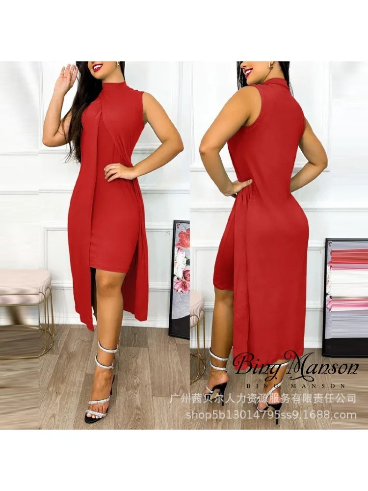 Summer Women's Fashion New Solid Color Sexy Sleeveless Splice Irregular Split Dress Street Dress Casual and Elegant Temperament
Summer Women's Fashion New Solid Color Sexy Sleeveless Splice Irregular Split Dress Street Dress Casual and Elegant Temperament