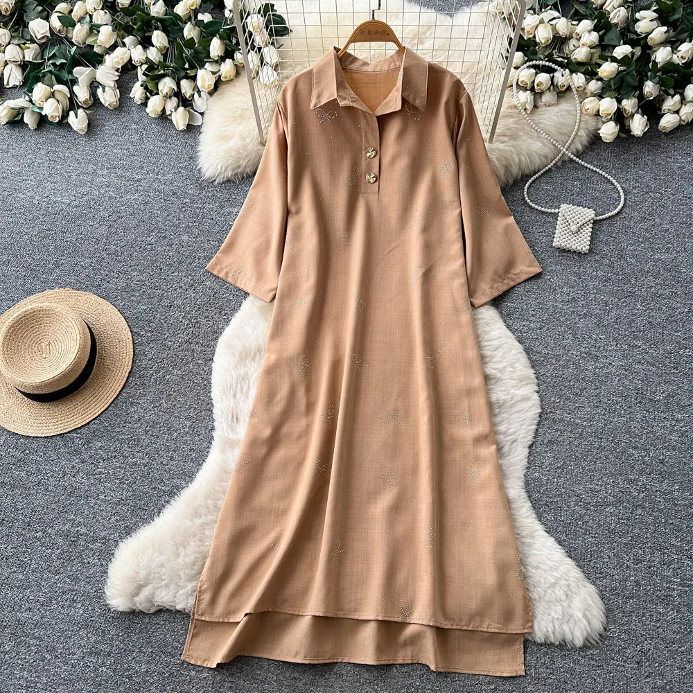 Long Dress Women Dresses Vestidos Y2k Streetwear Short Sleeve Turn Down Collar Casual Loose Elegant Splice Party Night Work
Long Dress Women Dresses Vestidos Y2k Streetwear Short Sleeve Turn Down Collar Casual Loose Elegant Splice Party Night Work