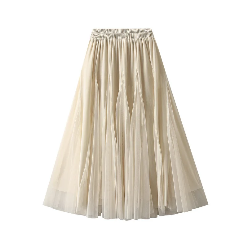 New In 2025 Women's Autumn Winter Velvet Splicing Mesh Midi Skirts Female High Waist A-line Pleated Elegant Skirts
New In 2025 Women's Autumn Winter Velvet Splicing Mesh Midi Skirts Female High Waist A-line Pleated Elegant Skirts