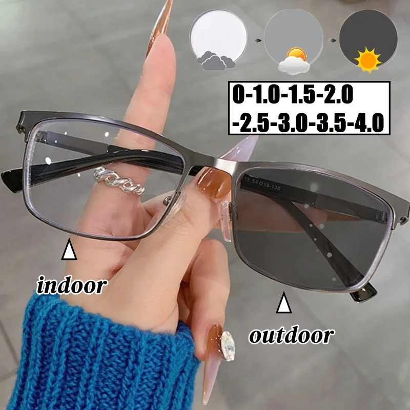 Business Style Men's Photochromic Glasses Trendy Popular Square Frame Myopia Glasses Vintage Near Sight Eyeglasss for Women 
Business Style Men's Photochromic Glasses Trendy Popular Square Frame Myopia Glasses Vintage Near Sight Eyeglasss for Women