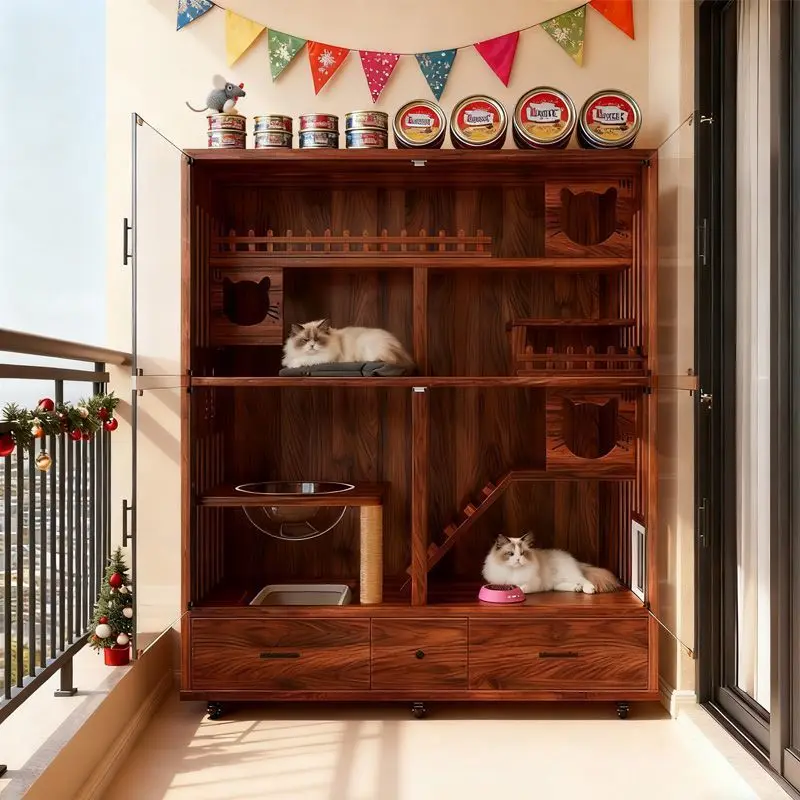 Solid wood cat house, cat bed, climbing rack, integrated luxury cabinet, litter box, panoramic cat room
Solid wood cat house, cat bed, climbing rack, integrated luxury cabinet, litter box, panoramic cat room