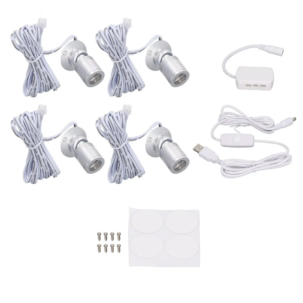 4-Pack 5V LED Display Spot Lights 1W USB Powered Adjustable Mini Spotlights Aluminum Body 6.6ft Cable LED Mini Spotlight
4-Pack 5V LED Display Spot Lights 1W USB Powered Adjustable Mini Spotlights Aluminum Body 6.6ft Cable LED Mini Spotlight