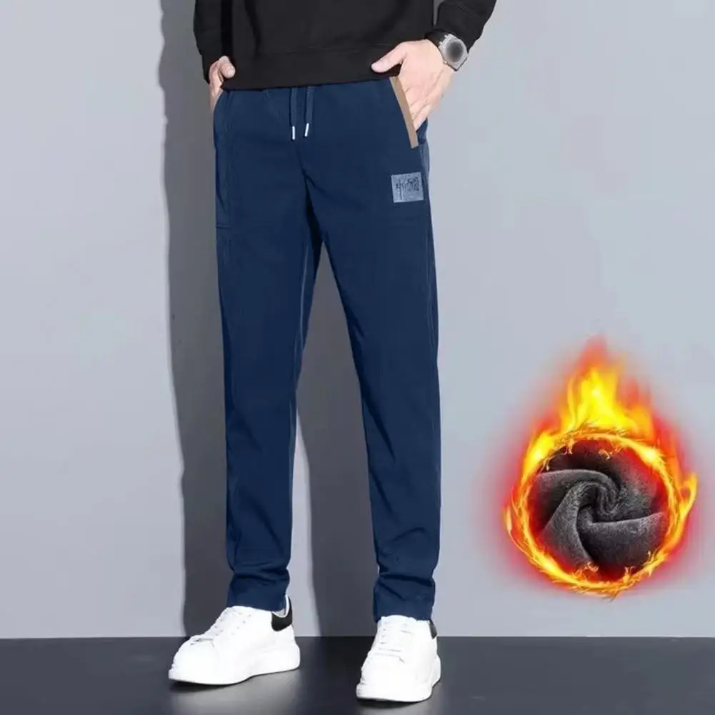 Winter Men Pants Drawstring Elastic Waist Thickened Plush Loose Embroidery Solid Color Outdoor Trousers Thermal Sweatpants
Winter Men Pants Drawstring Elastic Waist Thickened Plush Loose Embroidery Solid Color Outdoor Trousers Thermal Sweatpants