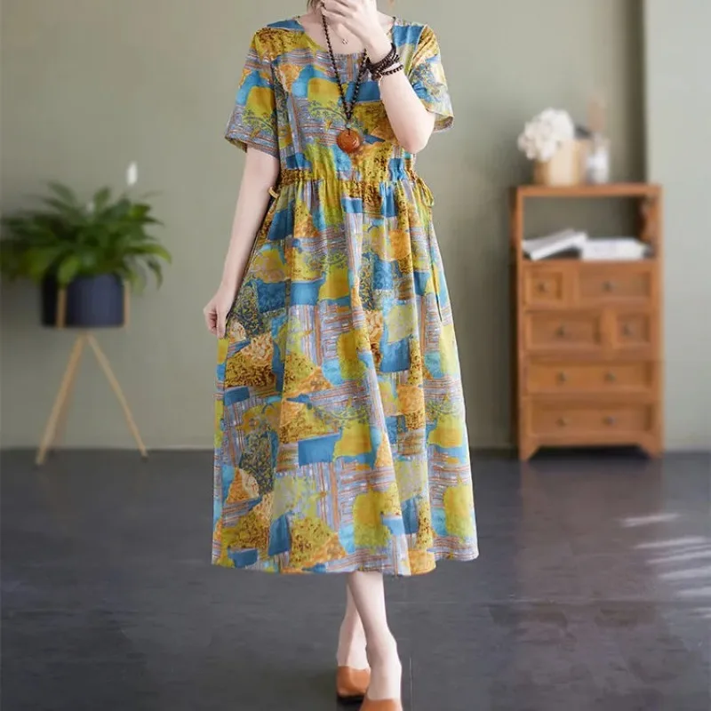 Womens Plus Size Vintage Floral Print Cotton Linen Midi Dress Summer Casual Loose A Line Sundress for Daily Wear
Womens Plus Size Vintage Floral Print Cotton Linen Midi Dress Summer Casual Loose A Line Sundress for Daily Wear