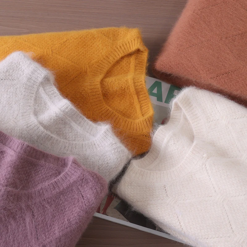 Aliselect Women 100%Pure Mink Cashmere Sweater O-Neck High-end Knitwear Warm Basic Soft Tops Thick New Fashion for Autumn Winter
Aliselect Women 100%Pure Mink Cashmere Sweater O-Neck High-end Knitwear Warm Basic Soft Tops Thick New Fashion for Autumn Winter