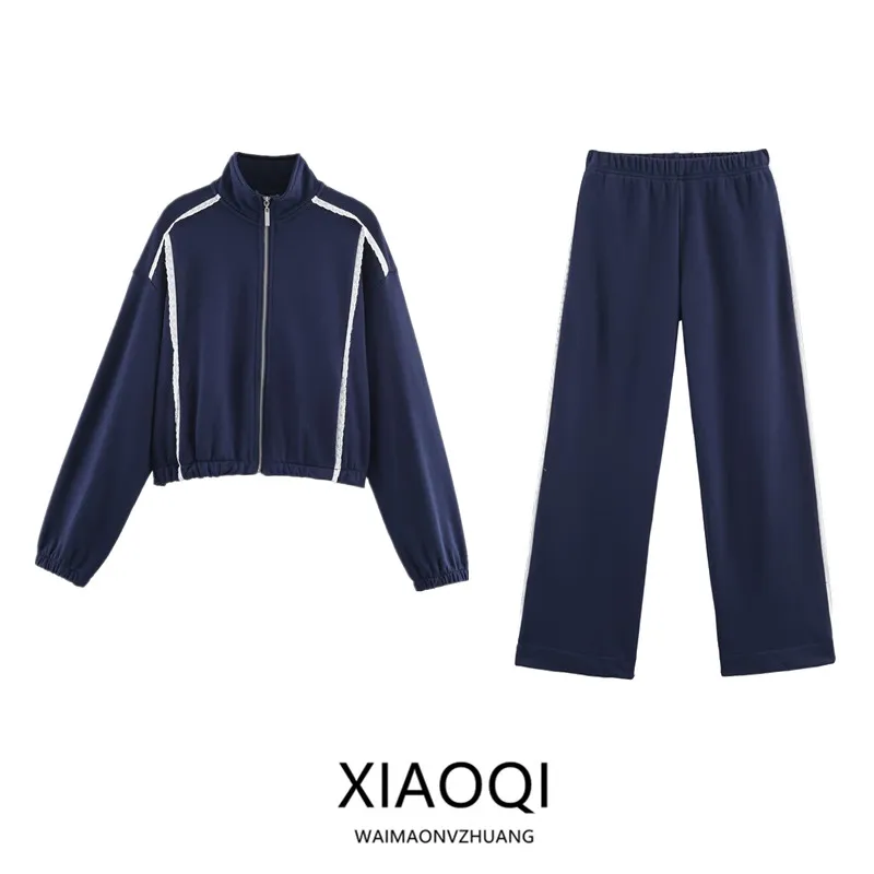 Loose Long Sve Stand Collar Contrast Color Lace Sweatirt Women's New Arrival Autumn 2025 Casual Sportswear Set
Loose Long Sve Stand Collar Contrast Color Lace Sweatirt Women's New Arrival Autumn 2025 Casual Sportswear Set