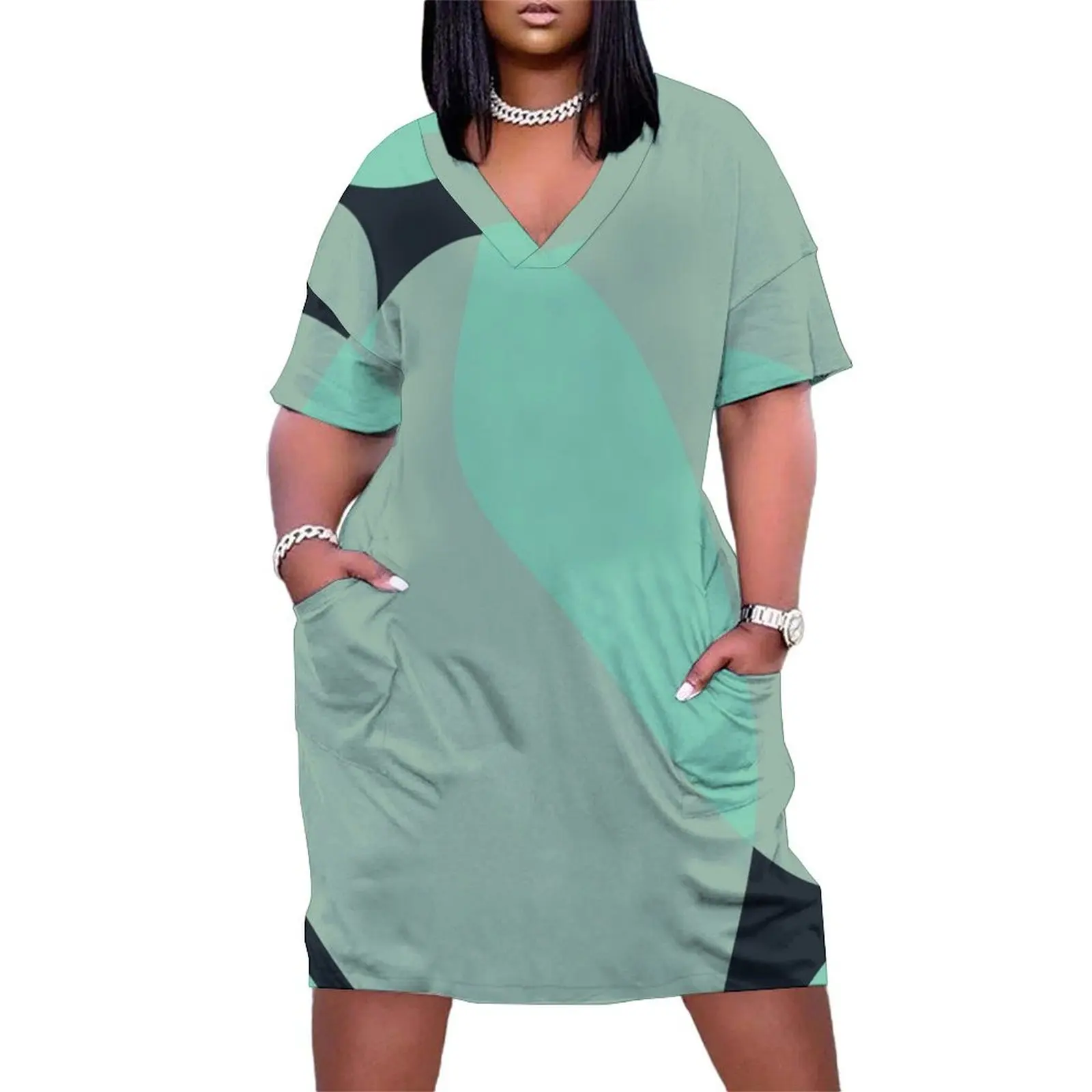 Abstract Teal Loose Pocket Dress woman dress birthday dress for women luxury 2025
Abstract Teal Loose Pocket Dress woman dress birthday dress for women luxury 2025