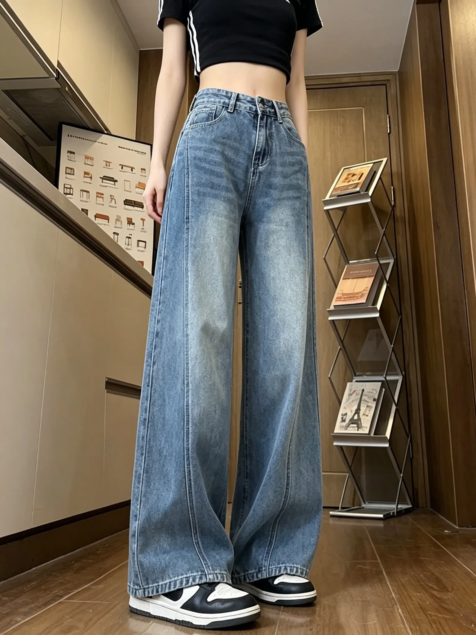 Retro Knife Jeans Women's Summer New Large Size Loose Slim Wide Leg Straight Floor-Length Pants High Waist No Stretch
Retro Knife Jeans Women's Summer New Large Size Loose Slim Wide Leg Straight Floor-Length Pants High Waist No Stretch