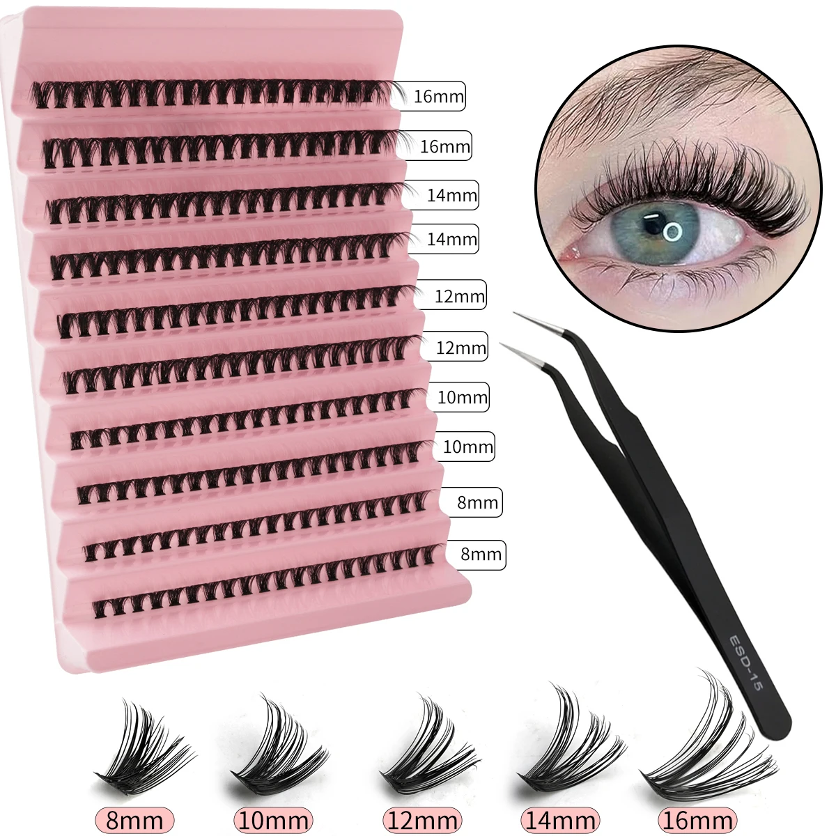 120/200 Pcs Cluster Lashes 8~16mm Natural Eyelash extension Volume Individual Lashes Mixed Tray Faux Mink Lashes Cilias Makeup
120/200 Pcs Cluster Lashes 8~16mm Natural Eyelash extension Volume Individual Lashes Mixed Tray Faux Mink Lashes Cilias Makeup