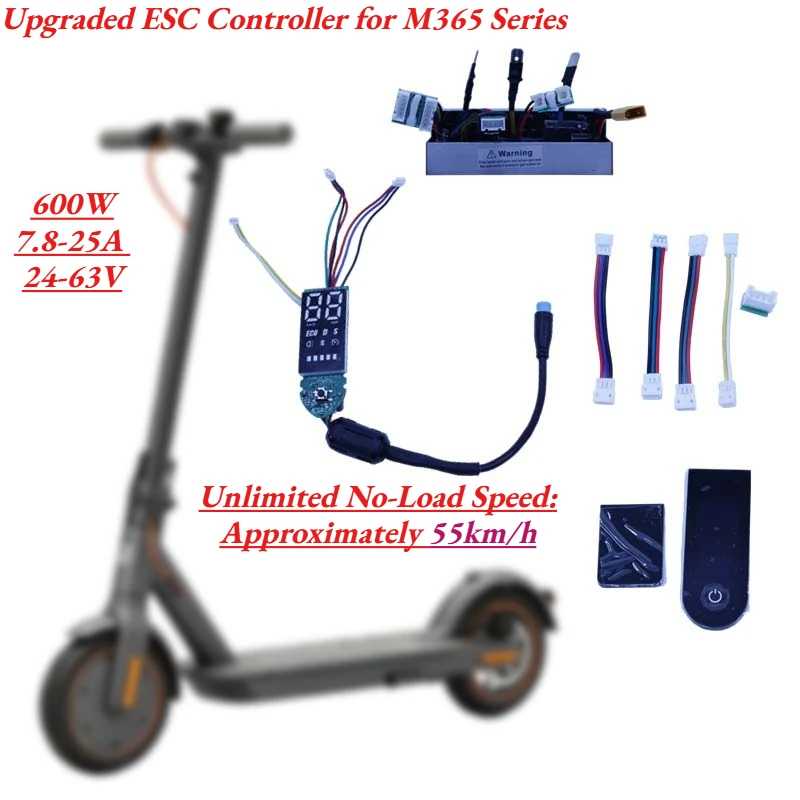 Upgraded Controller Set for M365 Series E-Scooter, 24V-63V 600W, Digital Display&Bluetooth APP Self-Learning 3-Speed Plug & Play
Upgraded Controller Set for M365 Series E-Scooter, 24V-63V 600W, Digital Display&Bluetooth APP Self-Learning 3-Speed Plug & Play