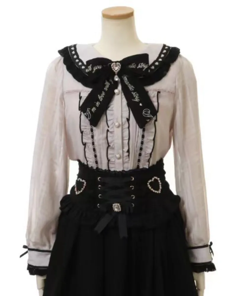 Японская вышивка с бантом и матросским воротником, женская одежда, милые кружевные милые блузки с длинными рукавами и грибком, универсальные свежие блузки
Японская вышивка с бантом и матросским воротником, женская одежда, милые кружевные милые блузки с длинными рукавами и грибком, универсальные свежие блузки