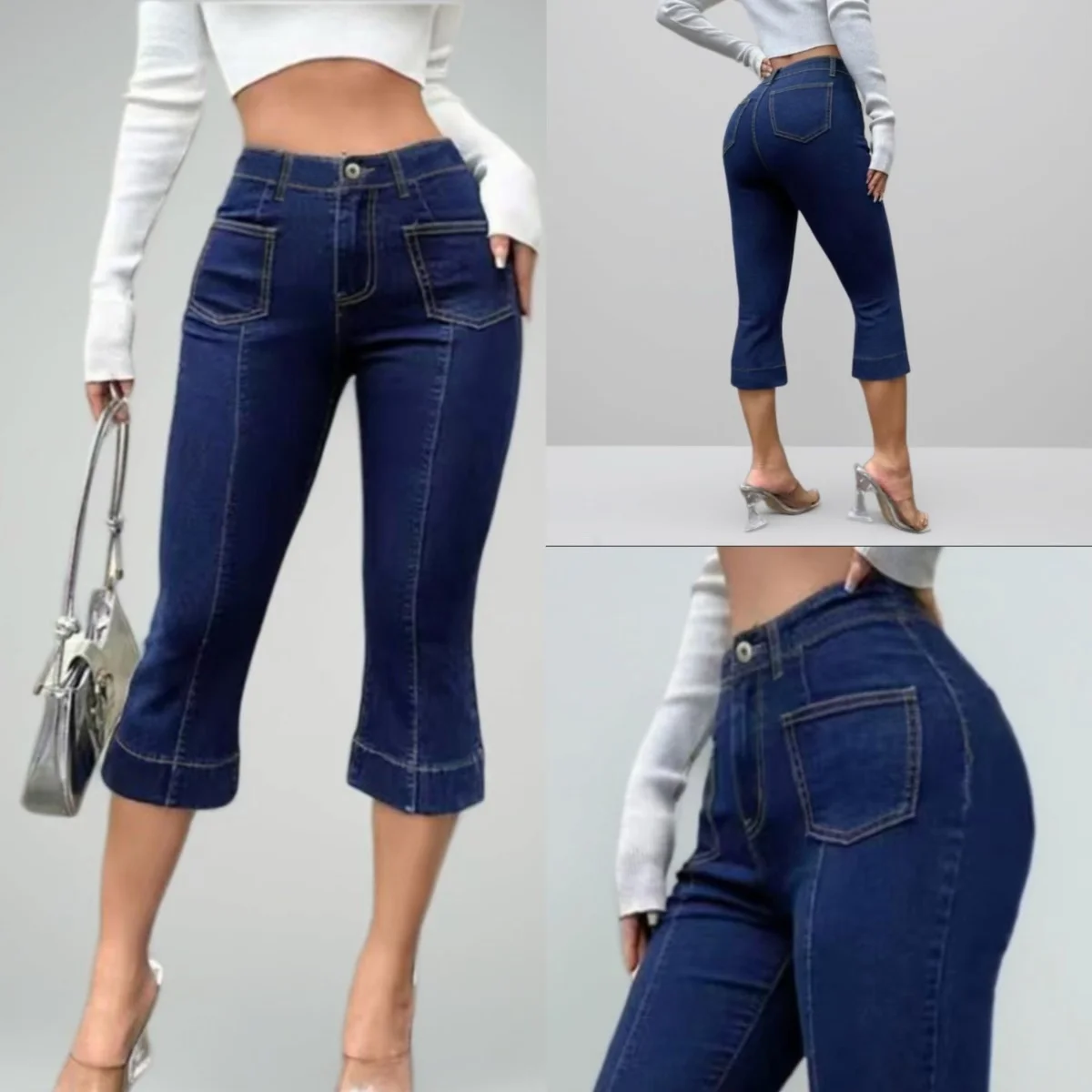 Women's Elasticity Tight Fitting Jeans American Retro High Waisted Micro Flared Denim Capri Pants Elegant Calf-Length Pants New
Women's Elasticity Tight Fitting Jeans American Retro High Waisted Micro Flared Denim Capri Pants Elegant Calf-Length Pants New