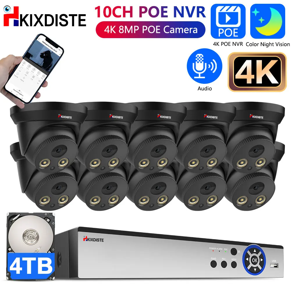 8MP HD Video Surveillance System 10CH H.265+ NVR With 4K POE IP Dome Outdoor Weatherproof Audio PIR Security Camera CCTV Kit 8CH
8MP HD Video Surveillance System 10CH H.265+ NVR With 4K POE IP Dome Outdoor Weatherproof Audio PIR Security Camera CCTV Kit 8CH