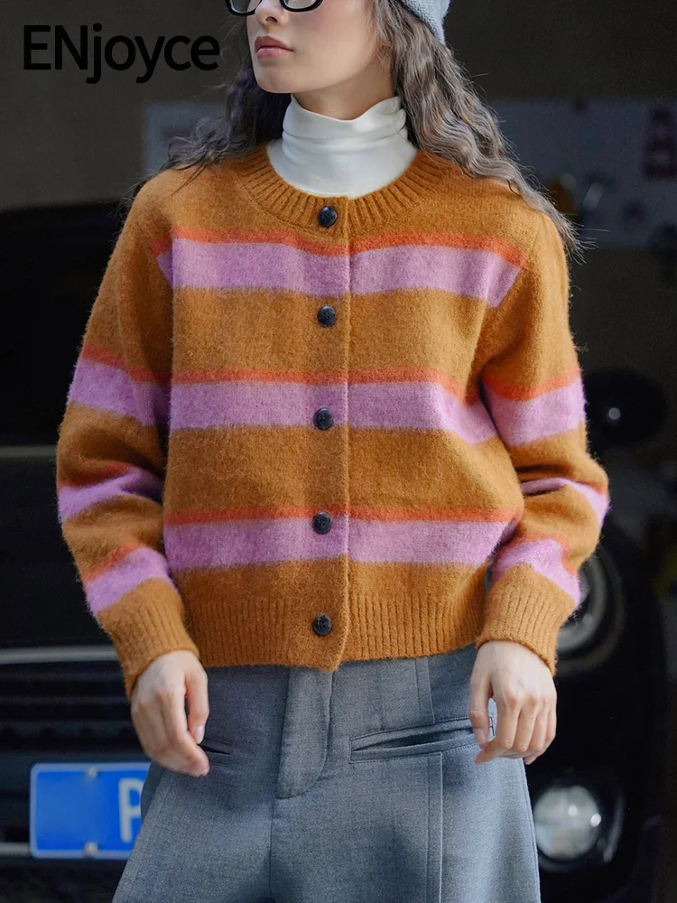 ENjoyce 2023 Winter Women Vintage Stripe Wool Warm Cardigans Sweaters Korean Fashion Cashmere Knitted Coat Knitwear Crop Top
ENjoyce 2023 Winter Women Vintage Stripe Wool Warm Cardigans Sweaters Korean Fashion Cashmere Knitted Coat Knitwear Crop Top