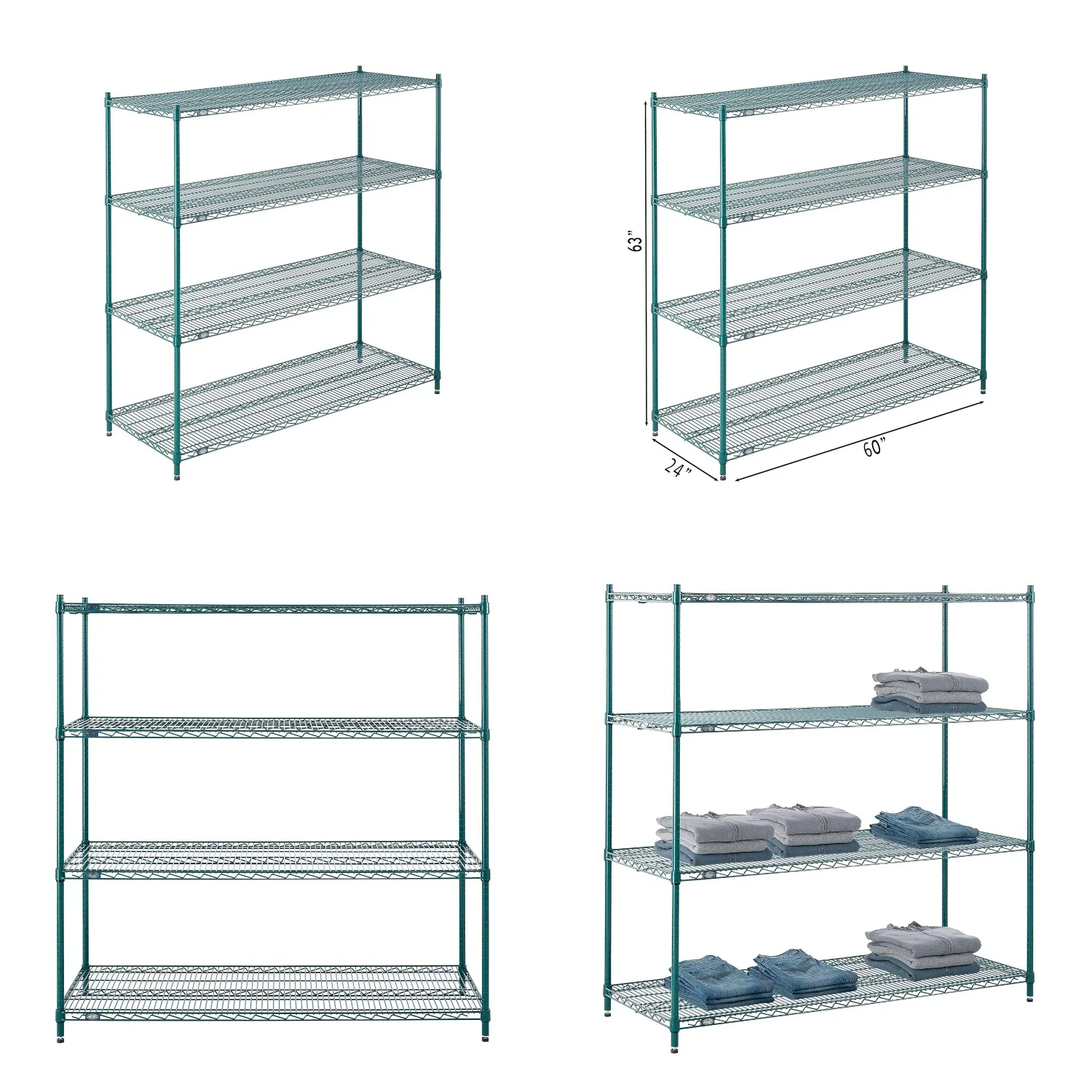 Antimicrobial Adjustable 4 Tier Wire Shelving Unit Heavy Duty Commercial Storage Organizer Rack 24x60x63 Customized
Antimicrobial Adjustable 4 Tier Wire Shelving Unit Heavy Duty Commercial Storage Organizer Rack 24x60x63 Customized