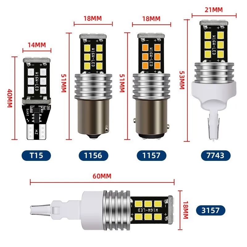 2PCS T20 LED Turn Signal Brake Lights 1156 BA15S P21W 1157 BAY15D P21/5W 7440 7443 W21/5W T25 2835/15SMD 12V Bulbs Reverse Lamps
2PCS T20 LED Turn Signal Brake Lights 1156 BA15S P21W 1157 BAY15D P21/5W 7440 7443 W21/5W T25 2835/15SMD 12V Bulbs Reverse Lamps