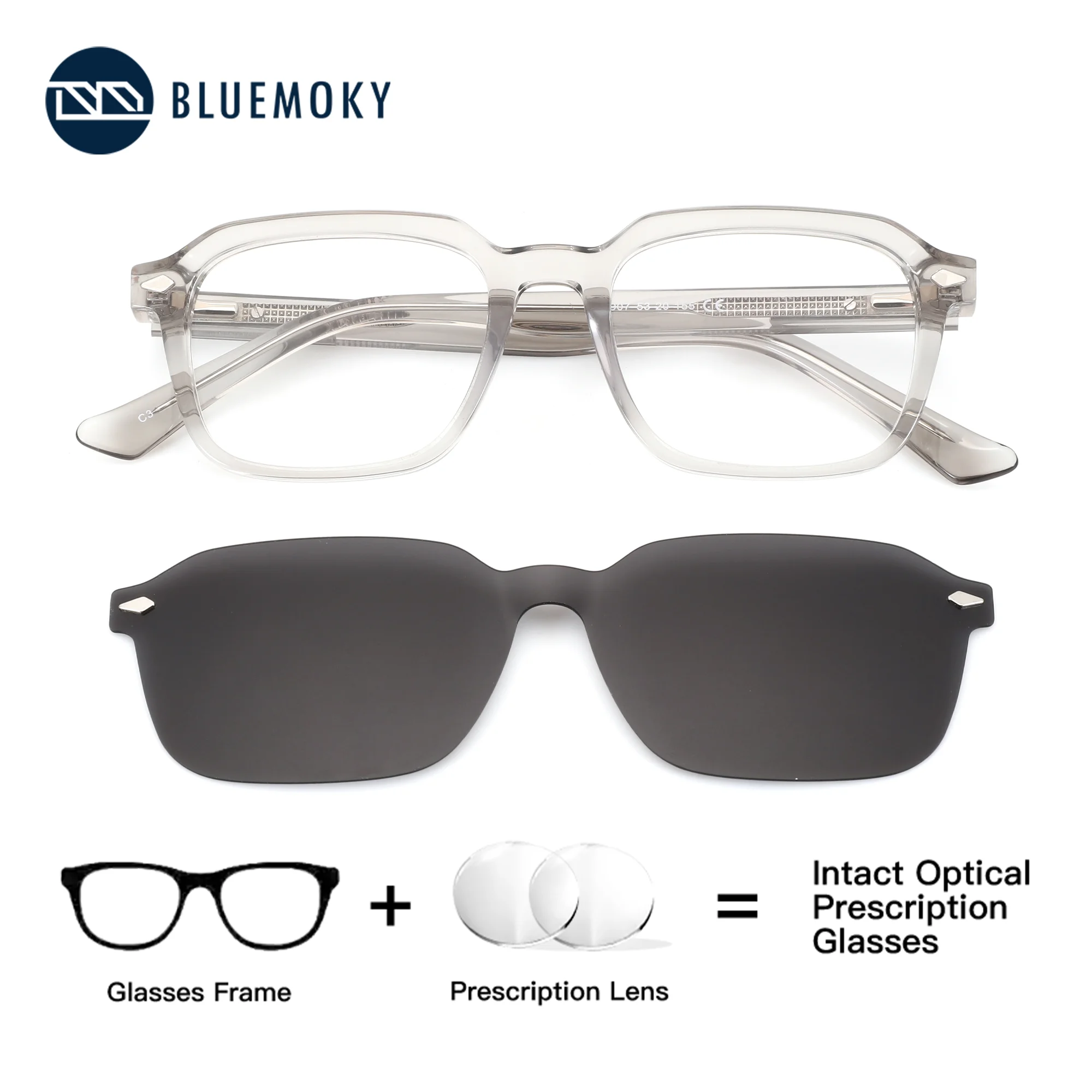 BLUEMOKY Rectangle Acetate Clip on Medical Prescription Sunglasses Men Magnetic Polarized UV400 Sun Glasses Optical Eyewear
BLUEMOKY Rectangle Acetate Clip on Medical Prescription Sunglasses Men Magnetic Polarized UV400 Sun Glasses Optical Eyewear