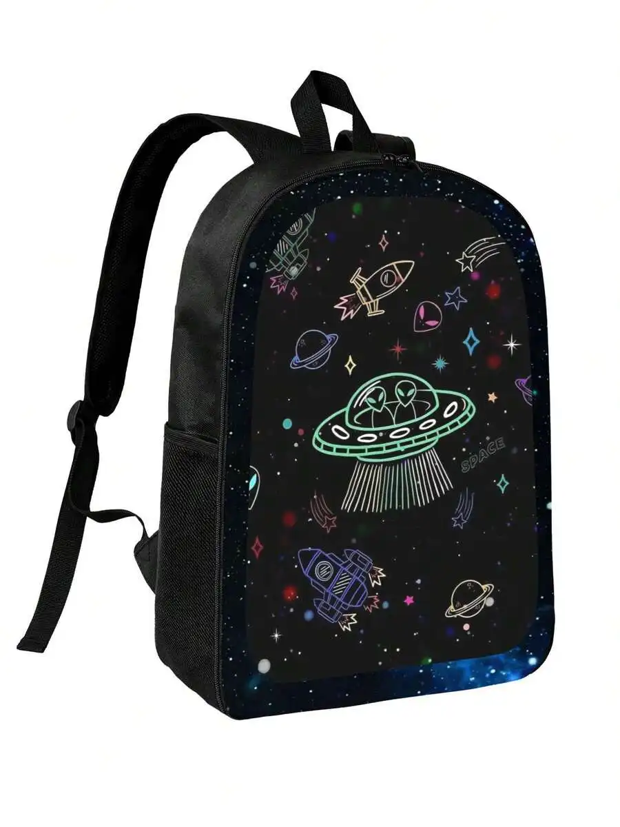 Space Themed Backpack With Flying Saucer And Planets Print, Large Capacity Unisex Daypack For Travel Office College
Space Themed Backpack With Flying Saucer And Planets Print, Large Capacity Unisex Daypack For Travel Office College