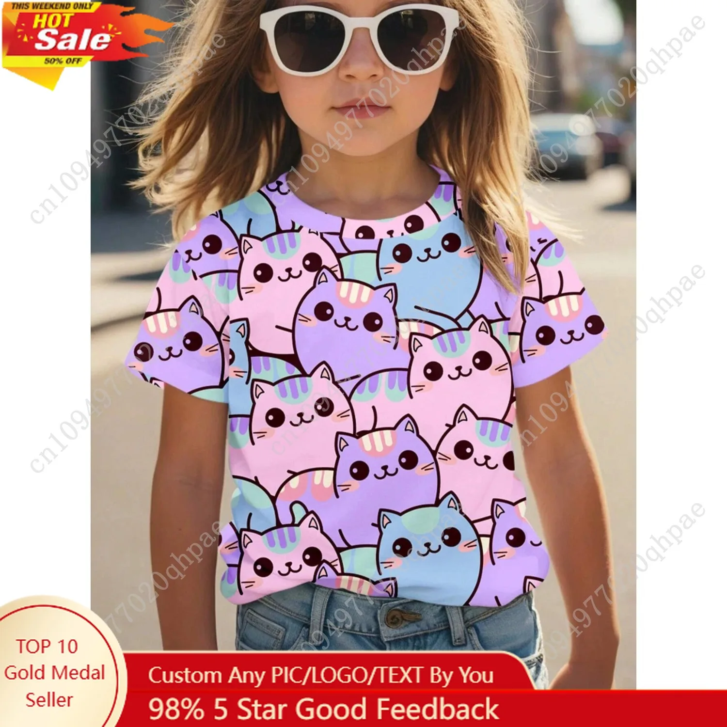 Girl Clothing Summer 3D Print T-Shirt Kawaii Cat Graphic Kids Girls Clothes Outdoor Short Sleeve Causal Children Top for Girls
Girl Clothing Summer 3D Print T-Shirt Kawaii Cat Graphic Kids Girls Clothes Outdoor Short Sleeve Causal Children Top for Girls