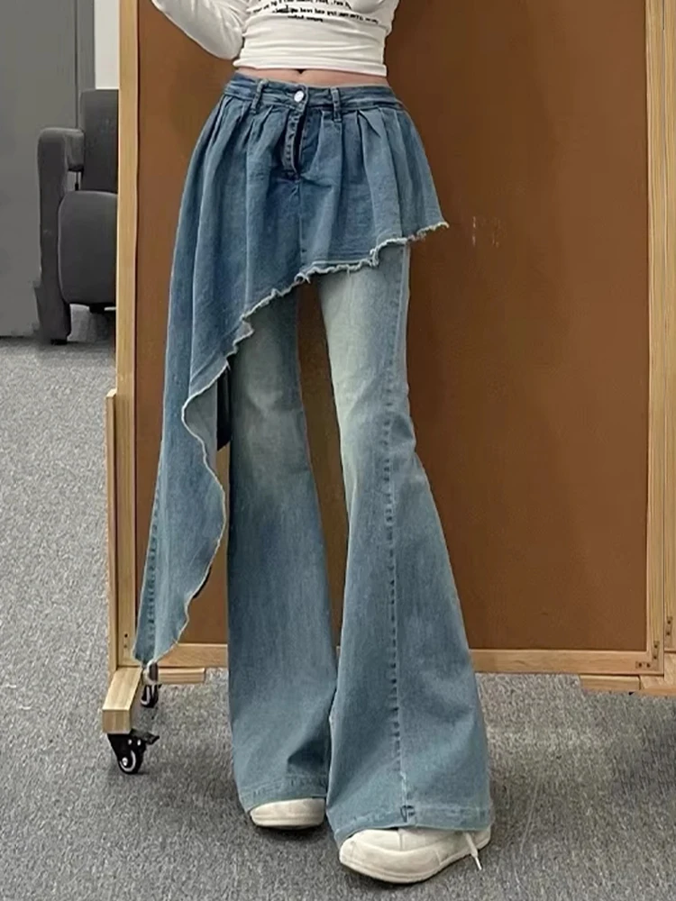American High Street Design Sense Distressed Bell Bottom Jeans Women Summer New Style Spicy Girl Fake Two-Piece Long Pants
American High Street Design Sense Distressed Bell Bottom Jeans Women Summer New Style Spicy Girl Fake Two-Piece Long Pants