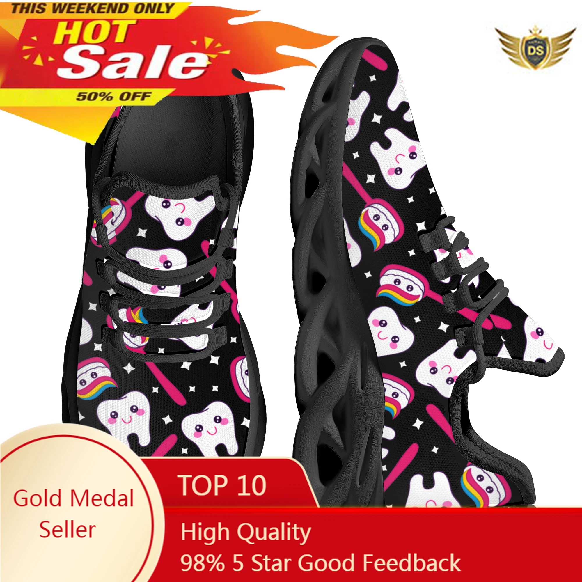 Cute Cartoon Teeth Design Brand Platform Blade Shoes Summer Breathable Knitted Dental Medical Flats Casual Sneakers
Cute Cartoon Teeth Design Brand Platform Blade Shoes Summer Breathable Knitted Dental Medical Flats Casual Sneakers