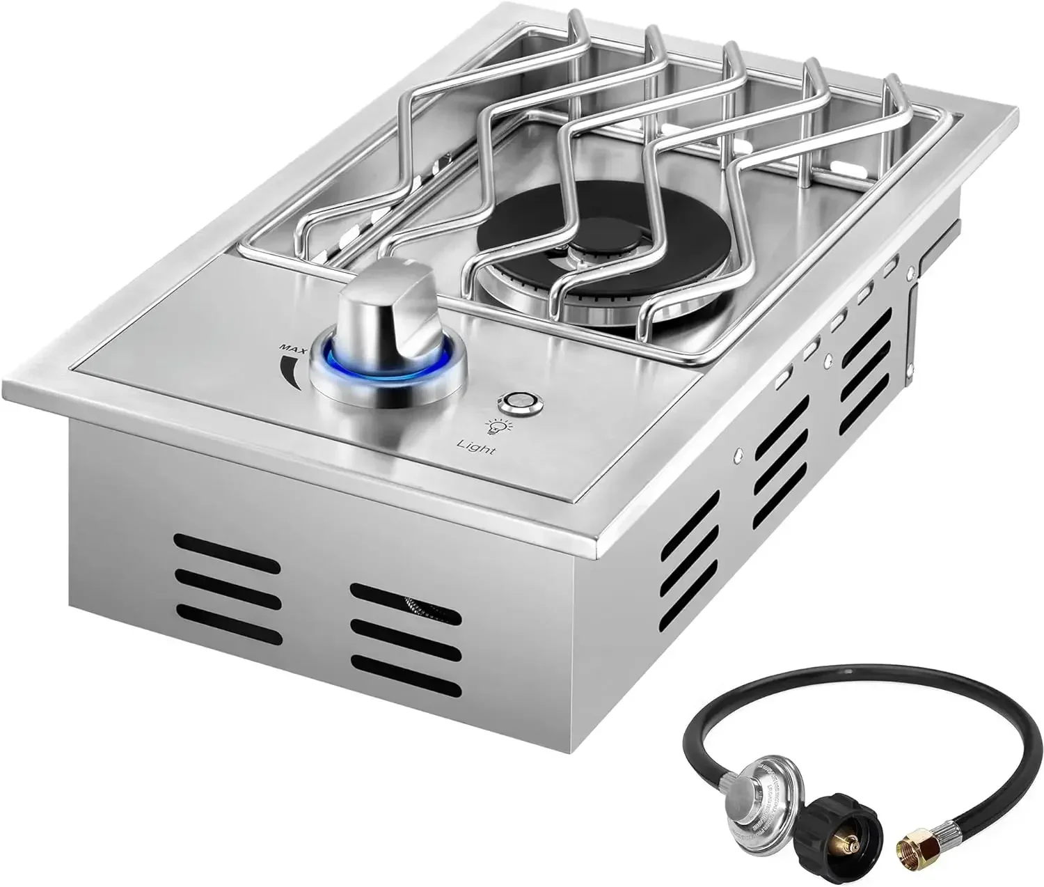 15,000BTU Liquid Propane Side Burner, Convertible to Natural Gas, Duty Heavy 304 Stainless Steel, Drop-in Side Burner USA
15,000BTU Liquid Propane Side Burner, Convertible to Natural Gas, Duty Heavy 304 Stainless Steel, Drop-in Side Burner USA