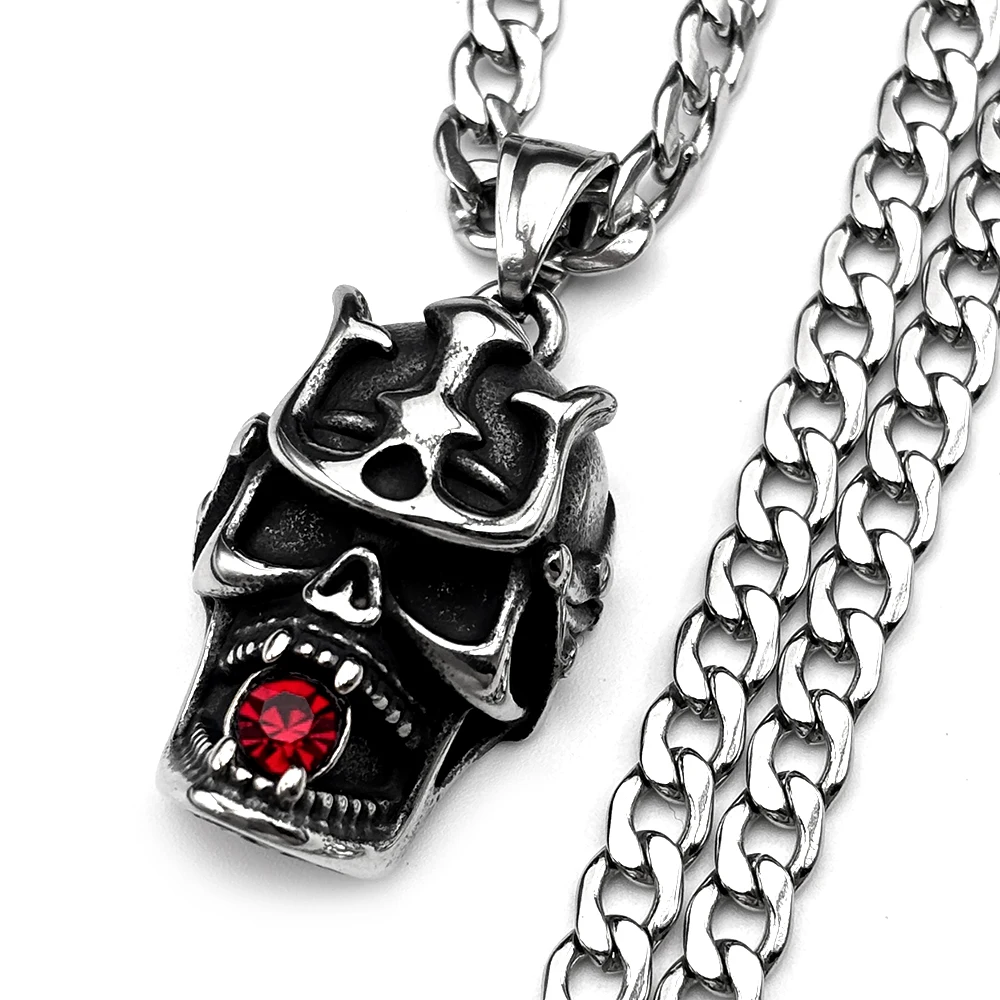 Gothic Punk 316L Stainless Steel Demon Skull Red Rhinestone Pendant Necklace For Men Women Silver Color Chain Biker Jewelry Gift
Gothic Punk 316L Stainless Steel Demon Skull Red Rhinestone Pendant Necklace For Men Women Silver Color Chain Biker Jewelry Gift