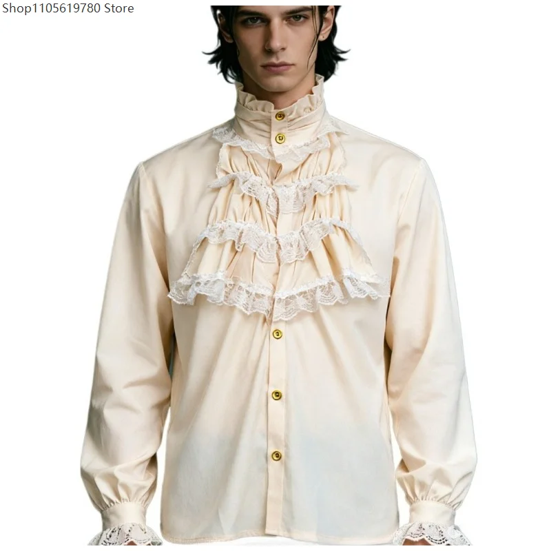 Victorian Ruffled Stand Collar Pirate Shirt Steampunk Gothic Medieval Vampire Prince Cosplay Top Halloween Theme Party Outfit
Victorian Ruffled Stand Collar Pirate Shirt Steampunk Gothic Medieval Vampire Prince Cosplay Top Halloween Theme Party Outfit