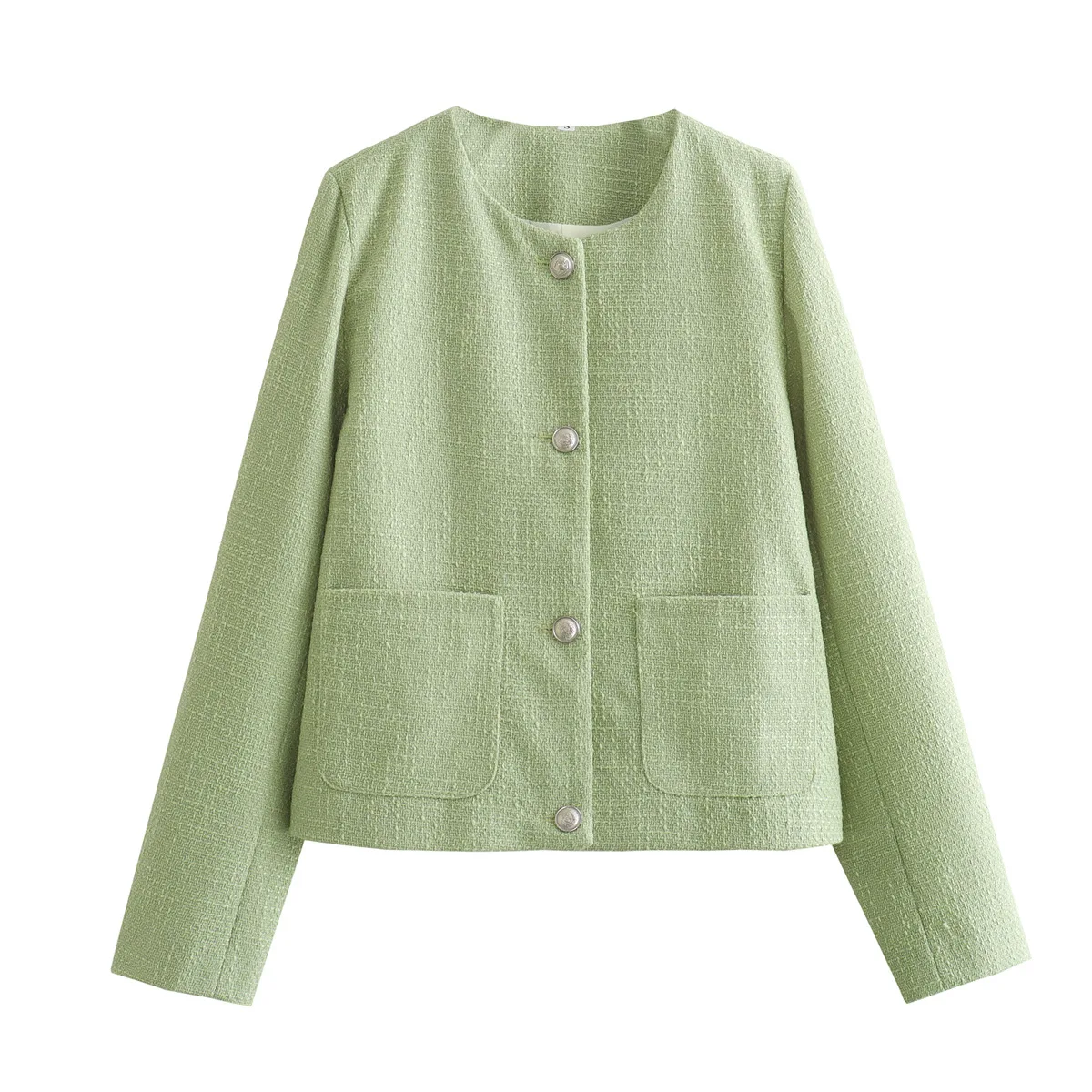 2025 early autumn commuting temperament small fragrance style simple and fashionable round neck pocket decoration jacket
2025 early autumn commuting temperament small fragrance style simple and fashionable round neck pocket decoration jacket