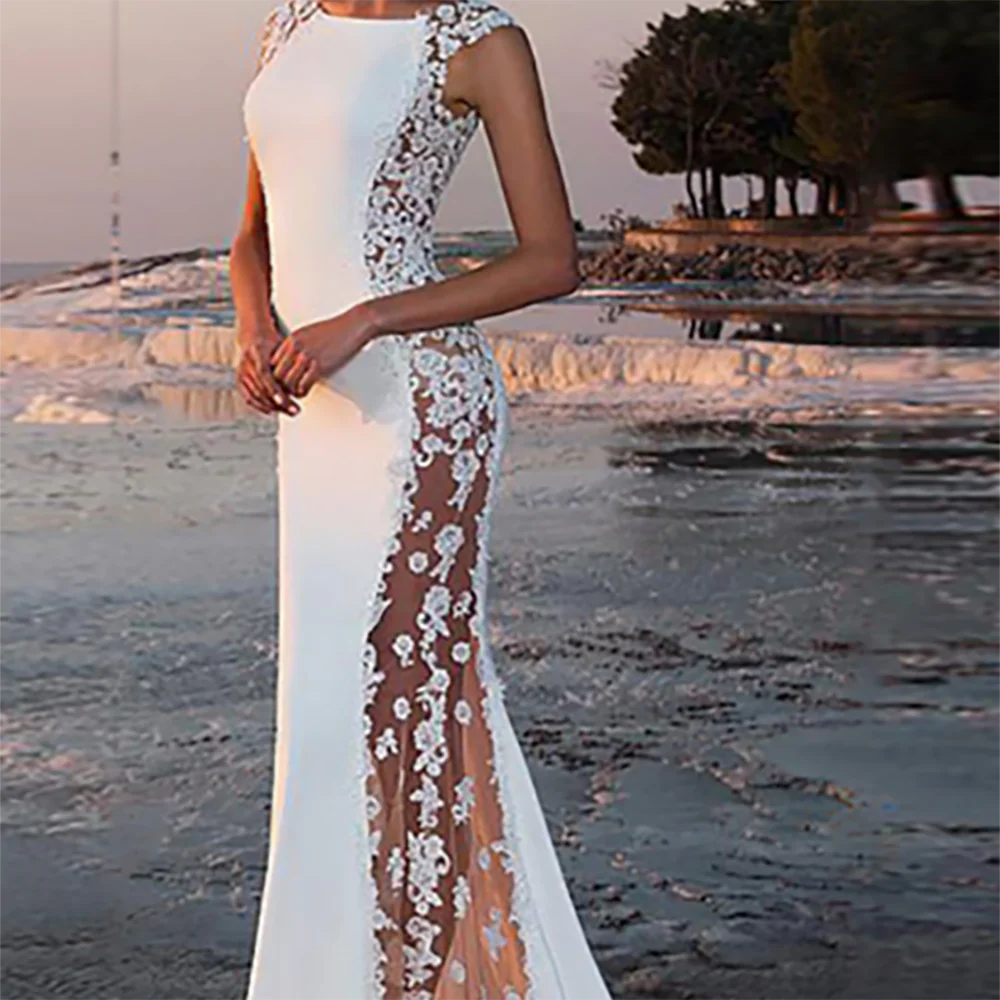 Elegant O-Neck Appliquins Lace Sleeeveless Mermaid Wedding Dresses Bridal Gowns Customized
Elegant O-Neck Appliquins Lace Sleeeveless Mermaid Wedding Dresses Bridal Gowns Customized