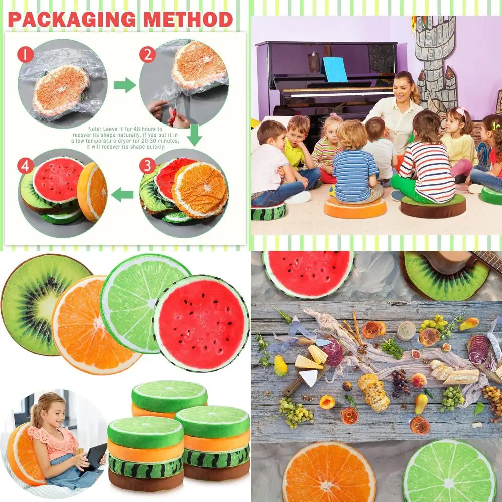 Set of 12 15.7 3D Fruit-Themed Round Cushions: Watermelon, Kiwi, Lemon, Orange - Decorative Pillows for Kids, Sofa, Floor, Class
Set of 12 15.7 3D Fruit-Themed Round Cushions: Watermelon, Kiwi, Lemon, Orange - Decorative Pillows for Kids, Sofa, Floor, Class