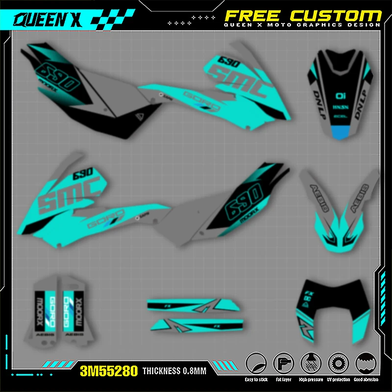 Queen X MOTOR Motorcycle Graphics Background Decals Stickers Kits For KTM LC4 SMC690 2008 2009 2010 2011 003
Queen X MOTOR Motorcycle Graphics Background Decals Stickers Kits For KTM LC4 SMC690 2008 2009 2010 2011 003