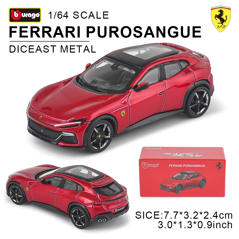 Bburago 1:64 FERRARI Purosangue 296 GTB ASSETTO FIORANO Die cast Alloy car model series children's Christmas boy gift toys
Bburago 1:64 FERRARI Purosangue 296 GTB ASSETTO FIORANO Die cast Alloy car model series children's Christmas boy gift toys