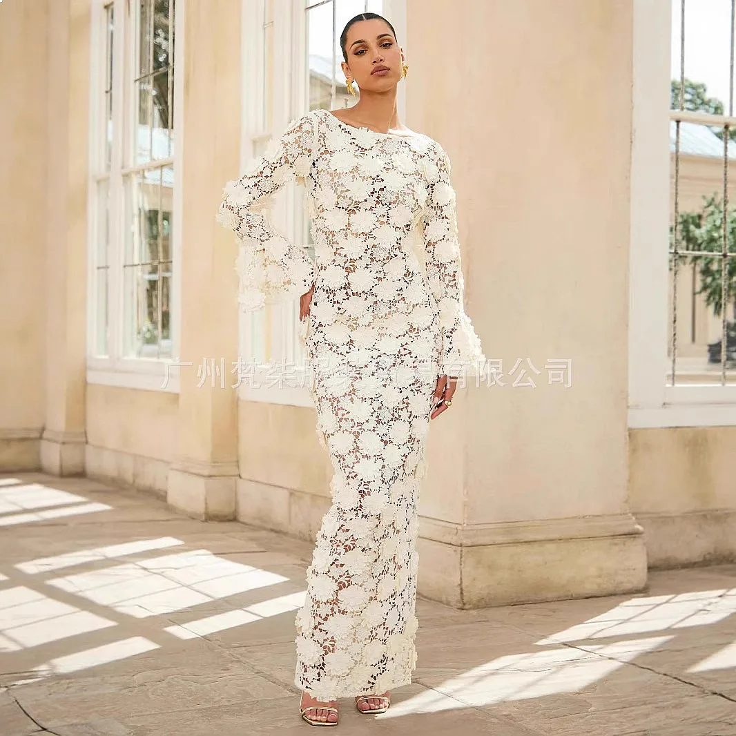 French Elegant Lace Dress Dresses for Women Spring Summer Sexy High Slit Bodycon Midi Evening Dress Matching Set
French Elegant Lace Dress Dresses for Women Spring Summer Sexy High Slit Bodycon Midi Evening Dress Matching Set