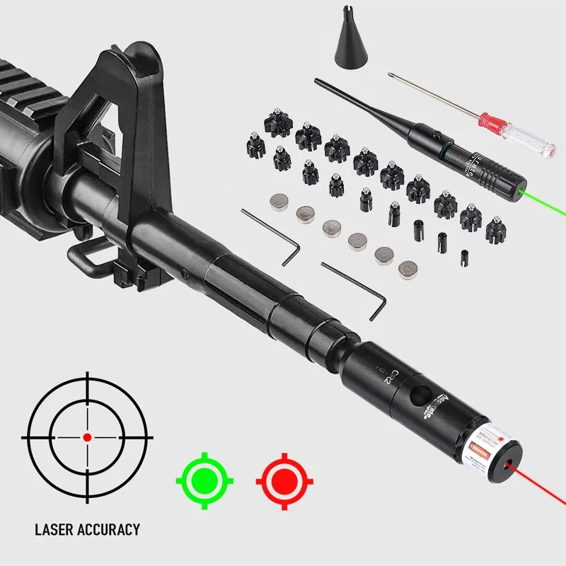 Tactical Green/Red Laser Calibrator Barrel Bore Sight Kit For .177 to .50 Caliber 18 Adapter Cross-border Aiming Instrument Tool
Tactical Green/Red Laser Calibrator Barrel Bore Sight Kit For .177 to .50 Caliber 18 Adapter Cross-border Aiming Instrument Tool