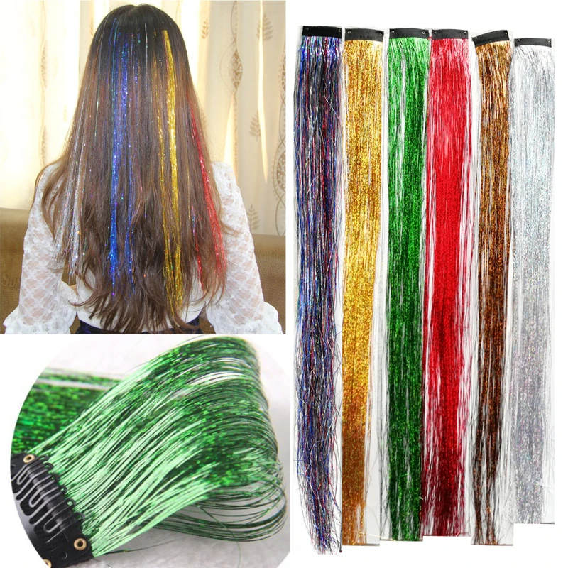 1Pc 45cm Glitter Hair Tinsel Extension with BB Clips Laser Gold Silver Tinsel Hair Braided Girls Headwear Braiding Hair Decor
1Pc 45cm Glitter Hair Tinsel Extension with BB Clips Laser Gold Silver Tinsel Hair Braided Girls Headwear Braiding Hair Decor