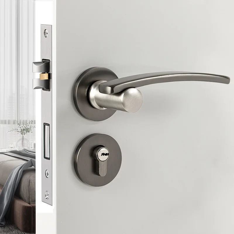 Nordic style interior door lock Zinc alloy silent magnetic absorption split door lock Gray black door handle
Nordic style interior door lock Zinc alloy silent magnetic absorption split door lock Gray black door handle