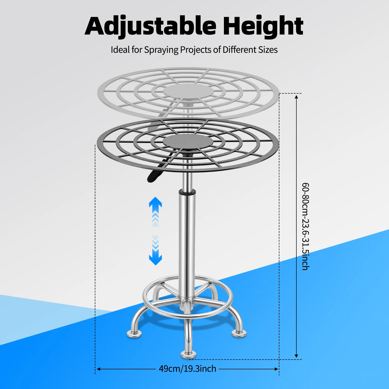 Stainless Steel Spray Paint Rack, Stable 360° Rotating Paint Rack Silver, Lifting Spray Painting Table Adjustable Height 60-80cm
Stainless Steel Spray Paint Rack, Stable 360° Rotating Paint Rack Silver, Lifting Spray Painting Table Adjustable Height 60-80cm
