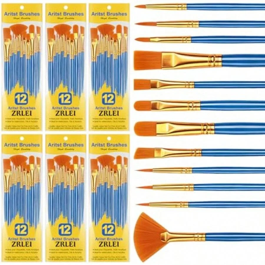 Paint Brushes Set, 6 Pack 72 Pcs Round Pointed Tip Artist Paintbrushes For Acrylic Painting Oil Watercolor Oil Watercolor And M
Paint Brushes Set, 6 Pack 72 Pcs Round Pointed Tip Artist Paintbrushes For Acrylic Painting Oil Watercolor Oil Watercolor And M