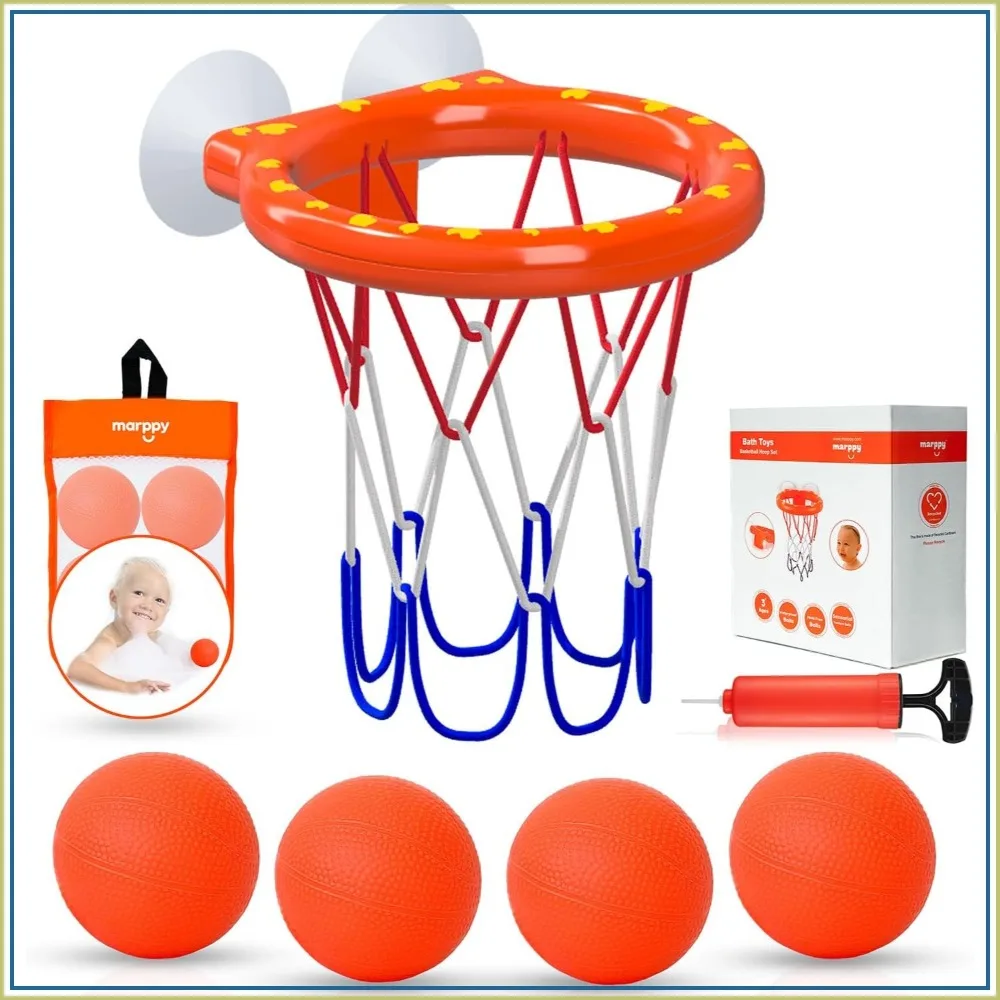 Bathtub Basketball Hoop for Toddlers with 4 Mold-Free Balls, Strong Suction Cups, Mesh Bag, Fun Shower Toy for Boys Girls
Bathtub Basketball Hoop for Toddlers with 4 Mold-Free Balls, Strong Suction Cups, Mesh Bag, Fun Shower Toy for Boys Girls