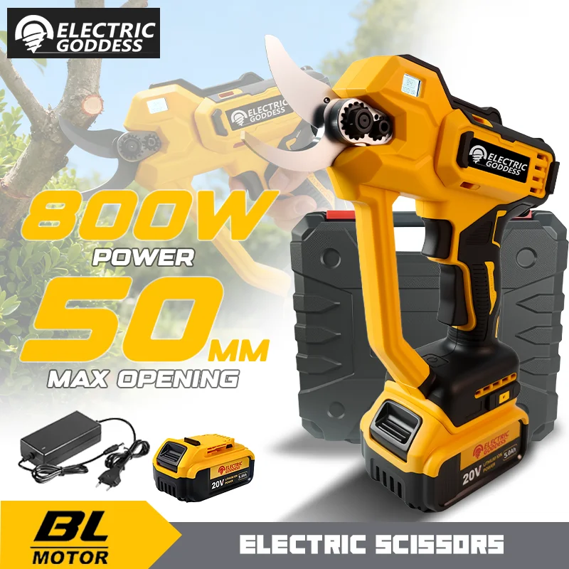 Brushless 50mm Electric Scissors For Dewalt 20V Battery Pins Cordless Fruit Tree Bonsai Electric Pruning Shear
Brushless 50mm Electric Scissors For Dewalt 20V Battery Pins Cordless Fruit Tree Bonsai Electric Pruning Shear
