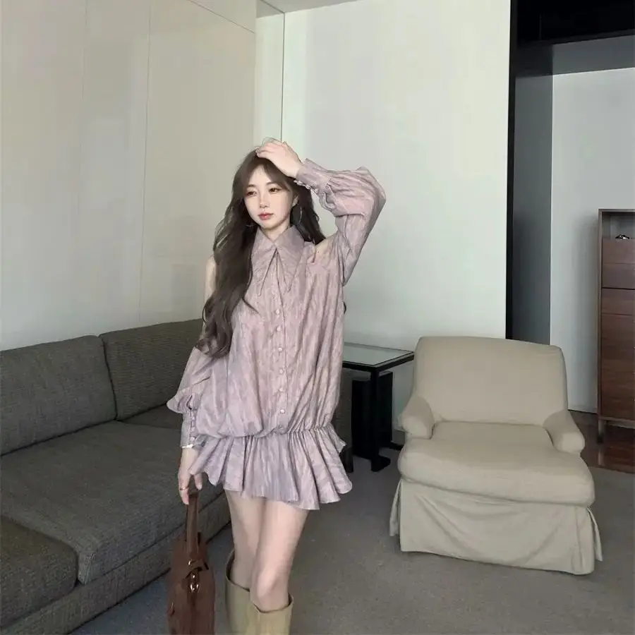 Sweet Spicy Lapel Shirt Dress Women 2025 Spring Summer New Chic Design Lantern Sleeves Off-Shoulder Pleated Skirt
Sweet Spicy Lapel Shirt Dress Women 2025 Spring Summer New Chic Design Lantern Sleeves Off-Shoulder Pleated Skirt