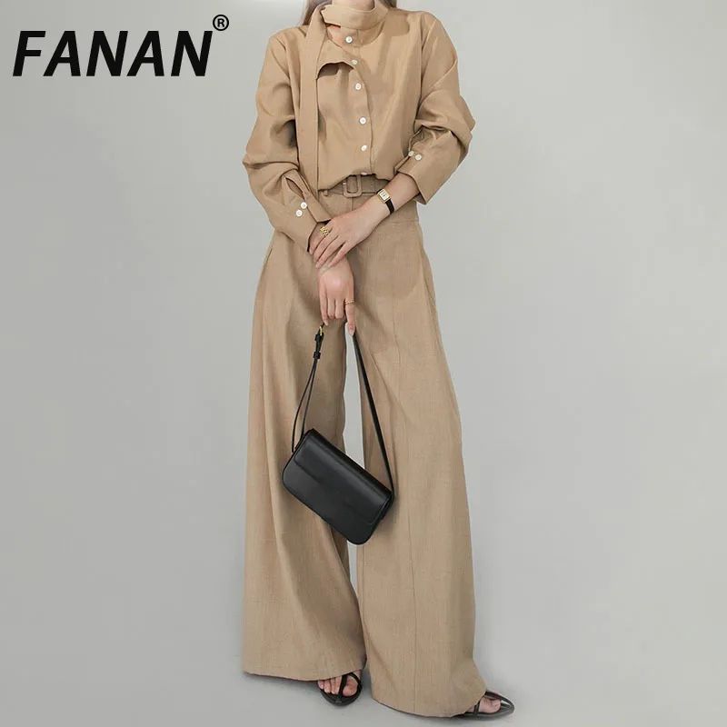 FANAN Fashion 2 Piece Set For Women Solid Stand Neck Single Breasted Loose Shirts+high Waist Straight Pants 2025 Summer New
FANAN Fashion 2 Piece Set For Women Solid Stand Neck Single Breasted Loose Shirts+high Waist Straight Pants 2025 Summer New
