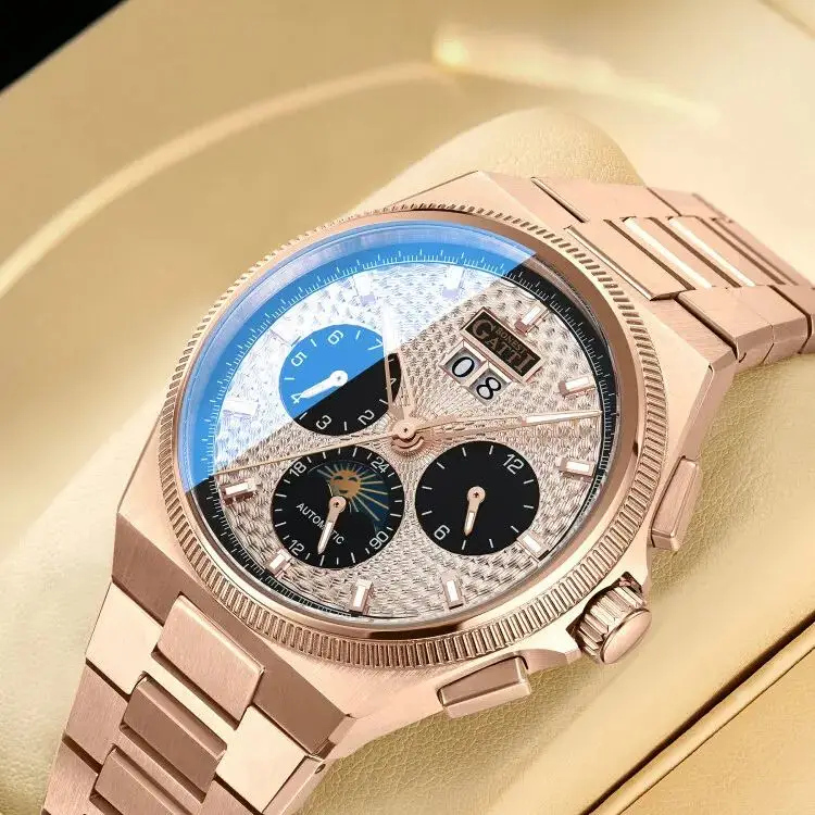 BONEST GATTI Men Automatic Watch 42mm Mechanical Wristwatch 5ATM Waterproof Sapphire Mirror Luminous Multi Dial Month Week Date
BONEST GATTI Men Automatic Watch 42mm Mechanical Wristwatch 5ATM Waterproof Sapphire Mirror Luminous Multi Dial Month Week Date