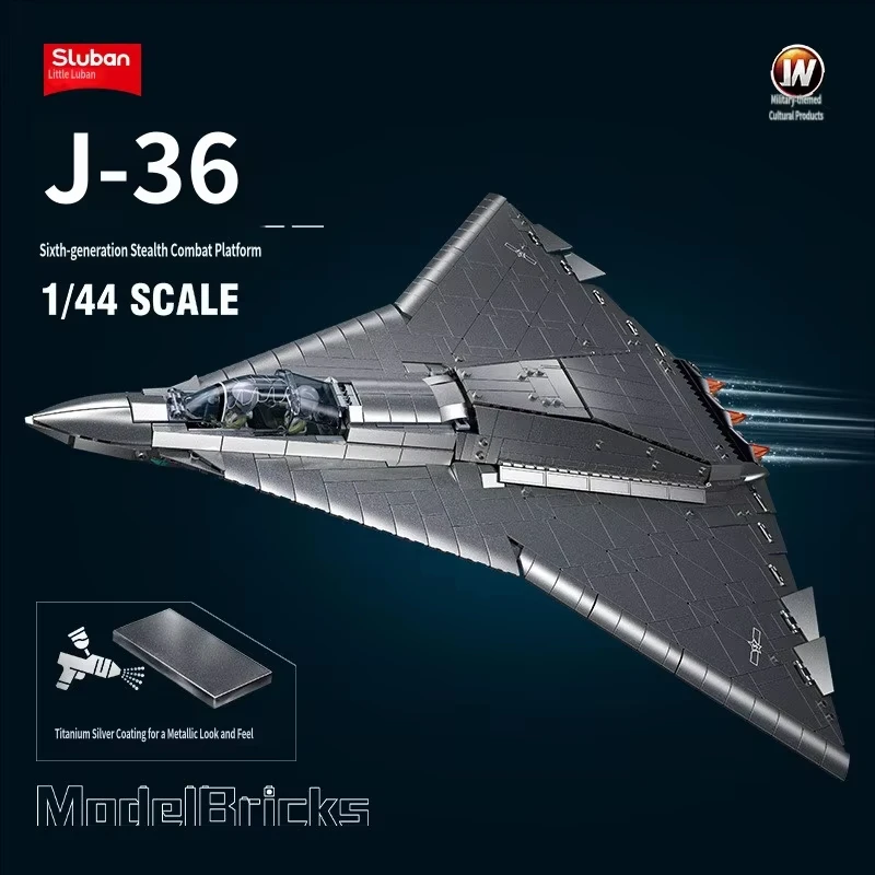 SLUBAN J-36 STEALTH FIGHTER JET 1/44 SCALE MODEL BUILDING BLOCKS, MILITARY AIRCRAFT BRICK KIT FOR KIDS & ADULTS
SLUBAN J-36 STEALTH FIGHTER JET 1/44 SCALE MODEL BUILDING BLOCKS, MILITARY AIRCRAFT BRICK KIT FOR KIDS & ADULTS