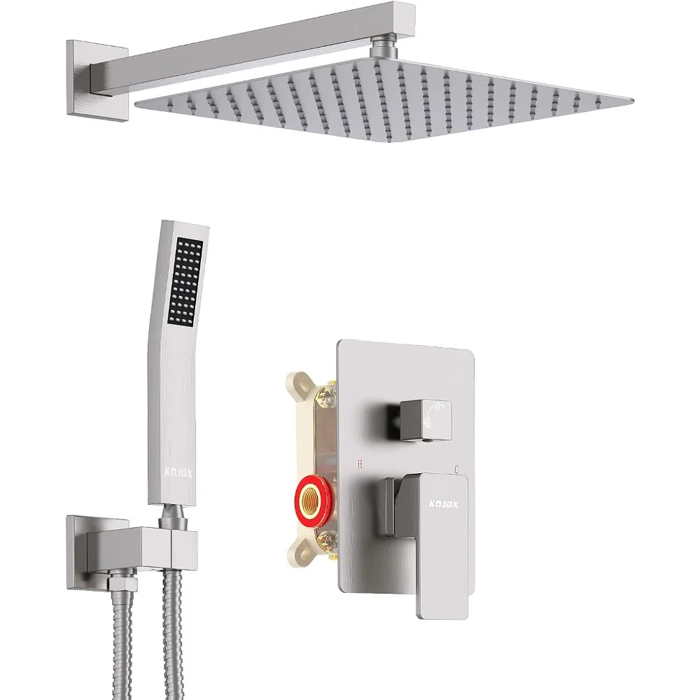 KOJOX High Pressure Shower System: 12 Inch Rainfall Head, Handheld Shower, and Faucet Trim Valve for Bathroom
KOJOX High Pressure Shower System: 12 Inch Rainfall Head, Handheld Shower, and Faucet Trim Valve for Bathroom