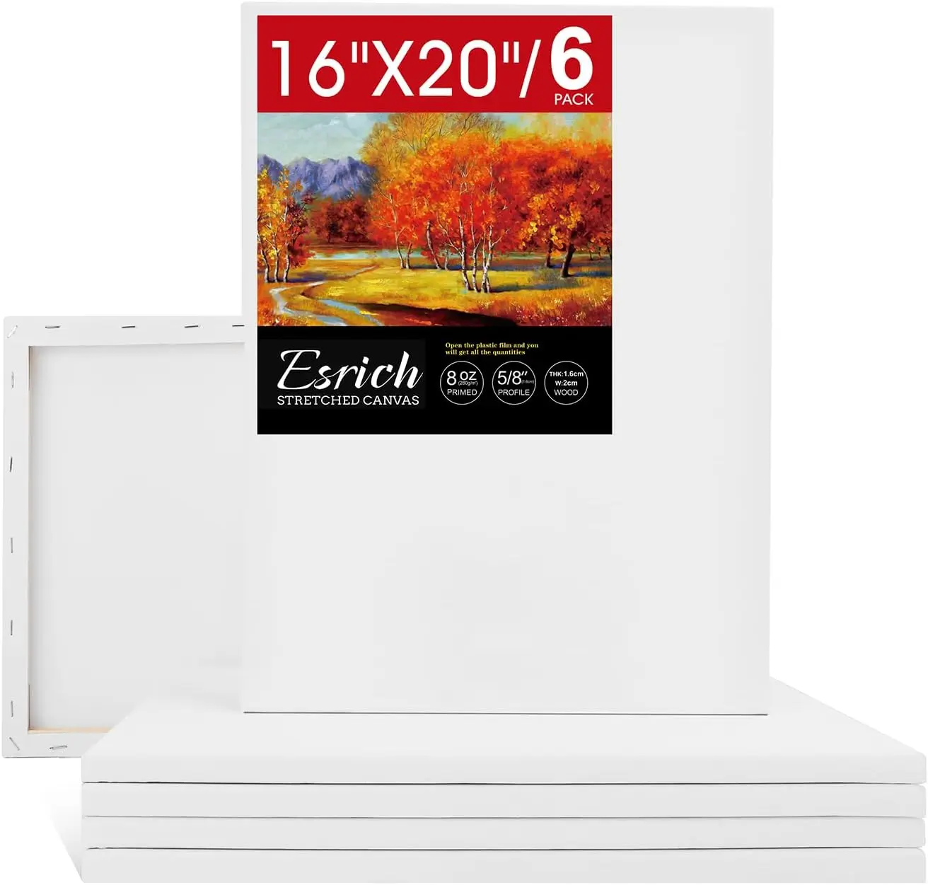 6-Pack 16x20 Stretched Canvas for Painting, Primed Acid-Free Cotton, for Oil, Acrylic, Watercolor
6-Pack 16x20 Stretched Canvas for Painting, Primed Acid-Free Cotton, for Oil, Acrylic, Watercolor