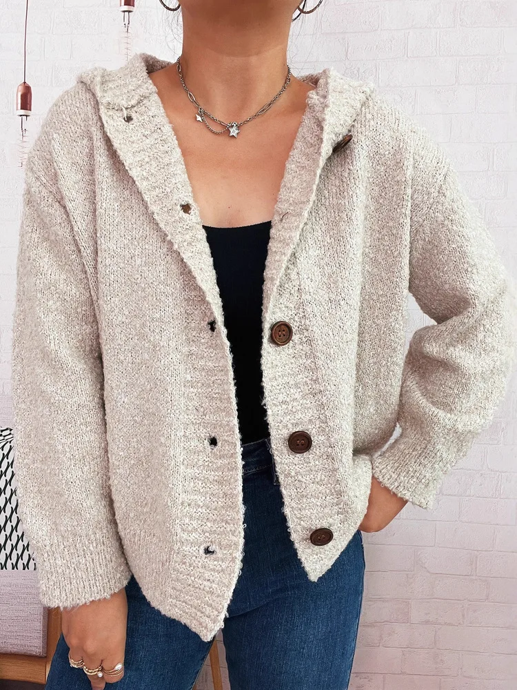 Новинка 2025 года, женский осенне-зимний утолщенный вязаный кардиган с капюшоном, женский модный однотонный однобортный свитер, пальто
Новинка 2025 года, женский осенне-зимний утолщенный вязаный кардиган с капюшоном, женский модный однотонный однобортный свитер, пальто